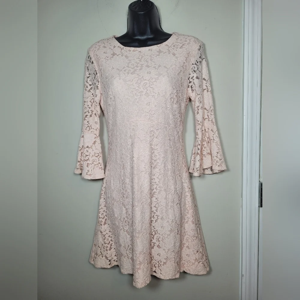 Lulus Favorite Flair Soft Pink Lace Mini Dress sz XS CD108L - Picture 2 of 11